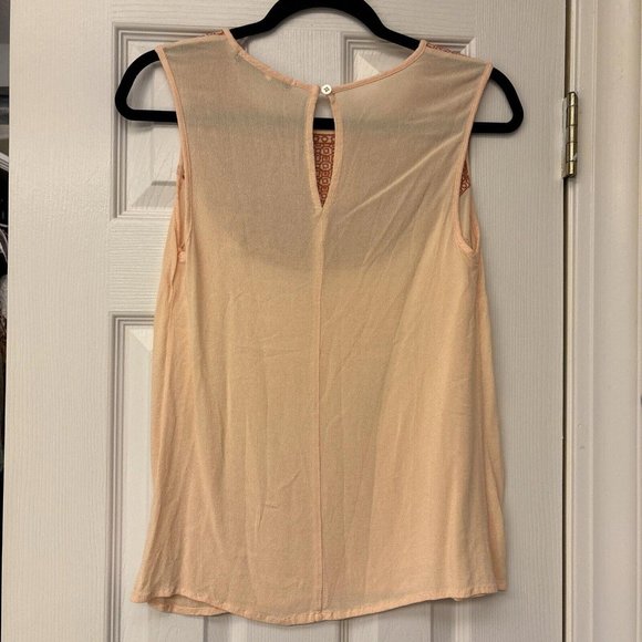 One Clothing Peach Embroidered Tank. Size Small. Boho. Peasant Casual Beach - Picture 5 of 6
